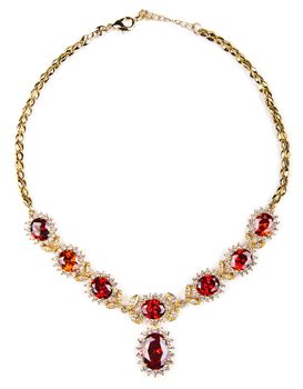 gold necklace with gems isolated 