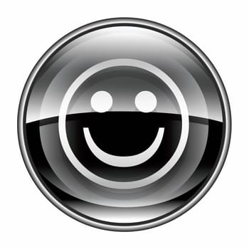 Smiley Face black, isolated on white background. 
