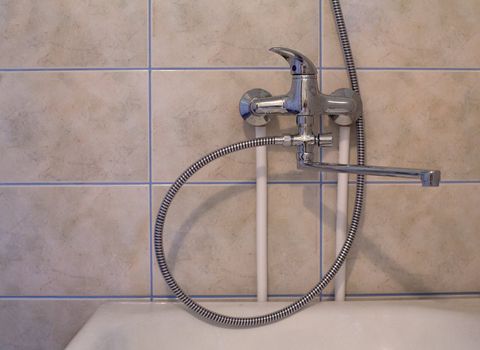 Crome shower faucet turned to right side