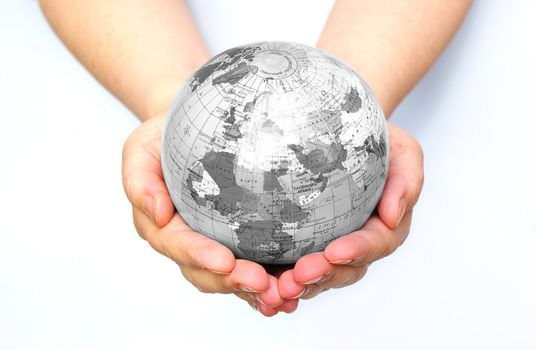 globe in hands