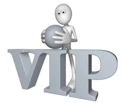 white guy and the word vip - 3d illustration