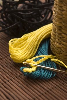 Crochet hook and wool