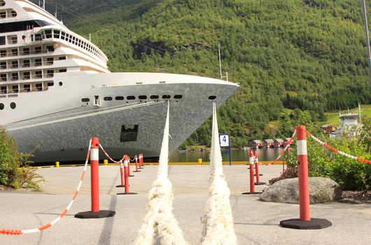 cruise ship in the port of Flaam, Aurlandsfjord Sognefjord