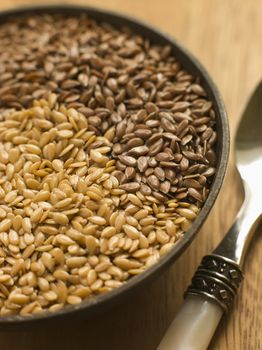 Dish of Golden and Brown Linseed