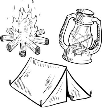 Camping objects sketch