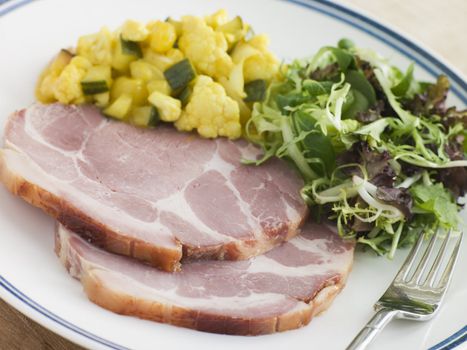 Boiled Collar of Bacon with Piccalilli and Salad