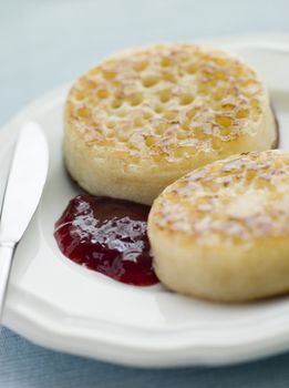 Crumpets with Butter and Jam