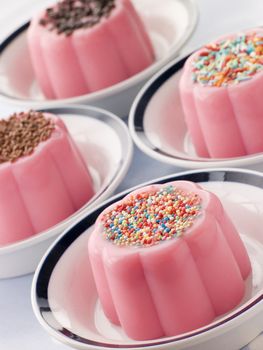 Blancmange with different toppings