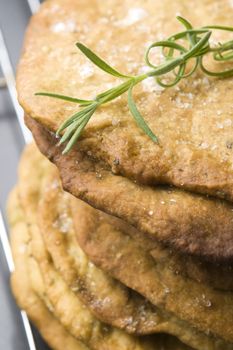 Homemade rustical crackers with rosemary