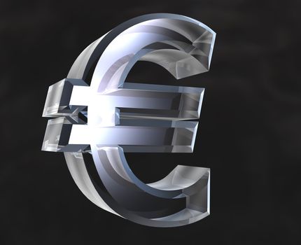 euro symbol in transparent glass 