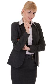 Businesswoman with tutorial gesture
