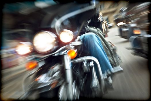 Abstract slow motion, bikers riding motorbikes