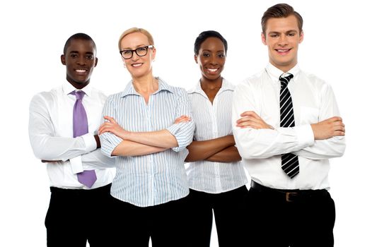 Group of business people posing with arms crossed
