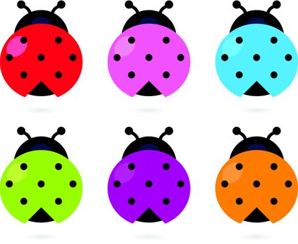 Stylized colorful Ladybugs collection. Vector