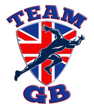 Team GB Runner Sprinter Great Britain Flag