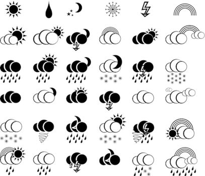 weather black and white  icon set  for web design