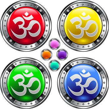 Hindu Om colorful button