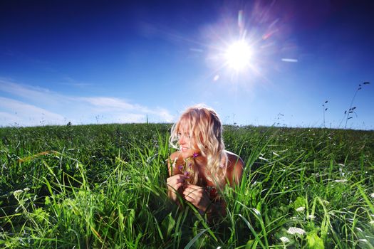 woman on green grass