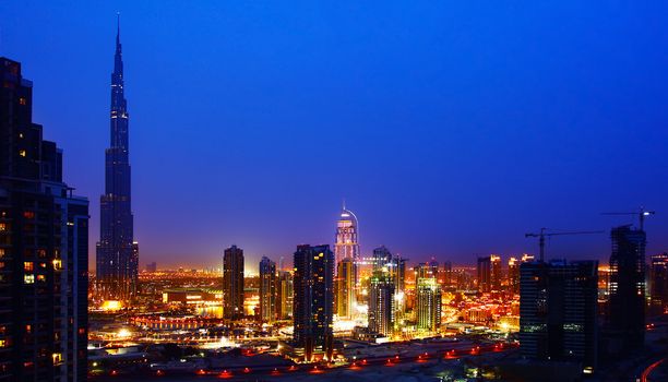 Dubai downtown at night