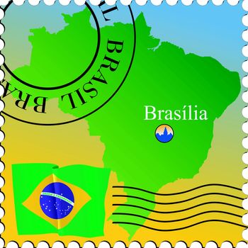 Brasilia - capital of Brazil. Vector stamp