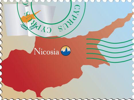Nicosia - capital of Cyprus. Vector stamp