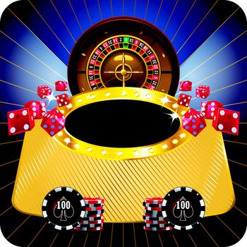 Casino dark framed composition with roulette wheel