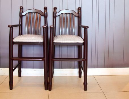 Two highchairs in restaurant for kids
