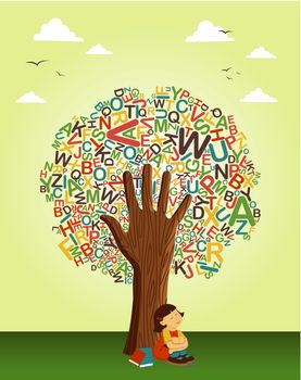 Learn to read at school education tree hand