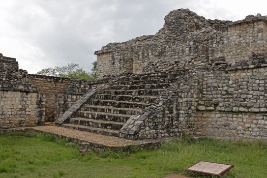 One of 'The Twins' in the Mayan ruins of Ek' Balam.  The name Ek' Balam means 'Black Jaguar'. It is located in the Yucatan Peninsula, Mexico.
