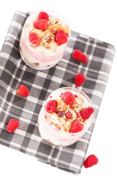raspberry yoghurt desserts from top