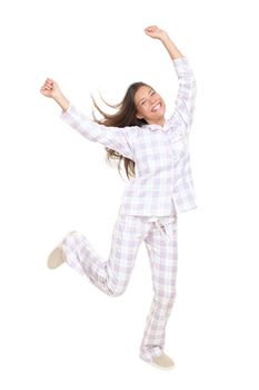 Cheerful happy dancing pajamas woman