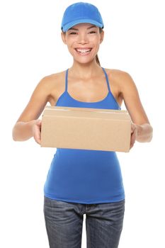Female package delivery person