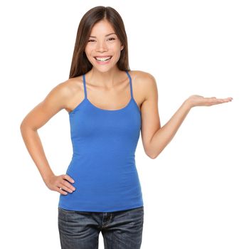 Woman showing happy isolated