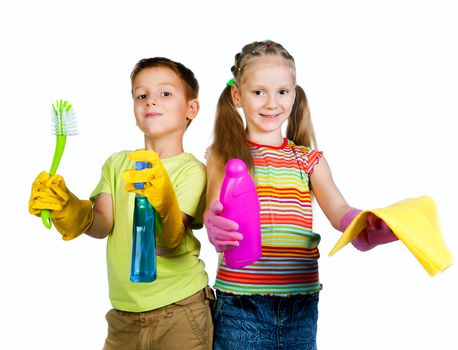 kids with detergent