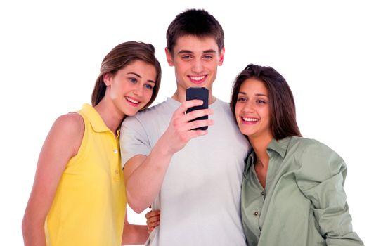 teenagers with smartphone