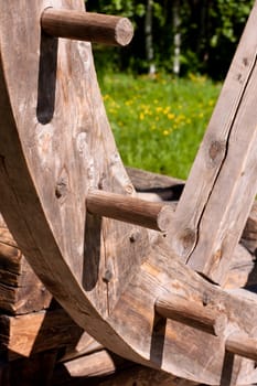 A part of big wooden wheel

