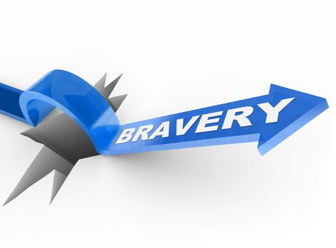 Bravery Arrow Jumping Over Hole Courage Helps Survive