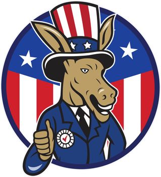 Democrat Donkey Mascot Thumbs Up Flag