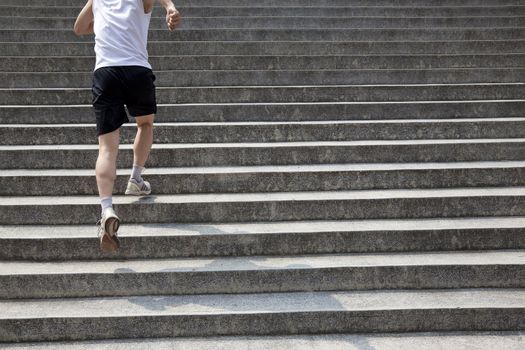 running man on stairs