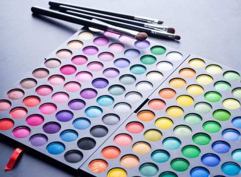 Makeup set. Professional multicolor eyeshadow palette