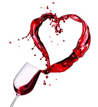 Glass of Red Wine Abstract Heart Splash