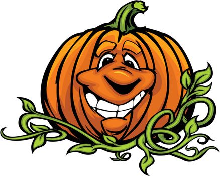Happy Halloween Jack-O-Lantern Pumpkin Head Cartoon Vector Illus