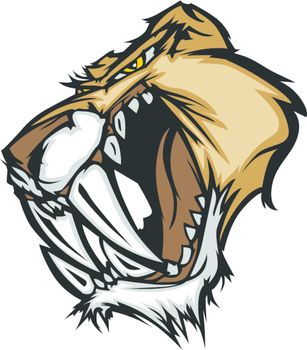 Cougar Saber Tooth Cat Mascot Head Vector Graphic