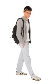 teenage boy with backpack