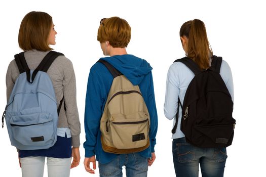 teenage students with backpack
