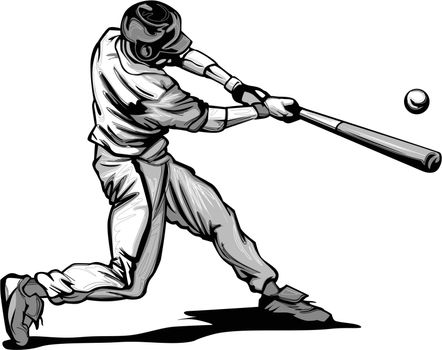 Baseball Batter Hitting Pitch Vector image