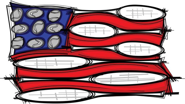 Tennis Racquet Flag Vector Illustration Template