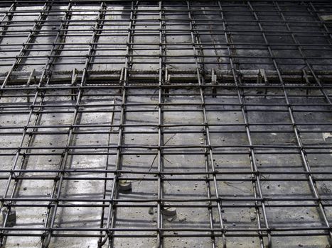 Reinforcement metal framework for concrete pouring. 