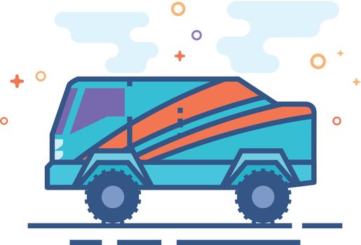 Flat Color Icon - Rally truck