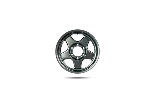 16-inch five-spoke alloy wheels isolated on white background.